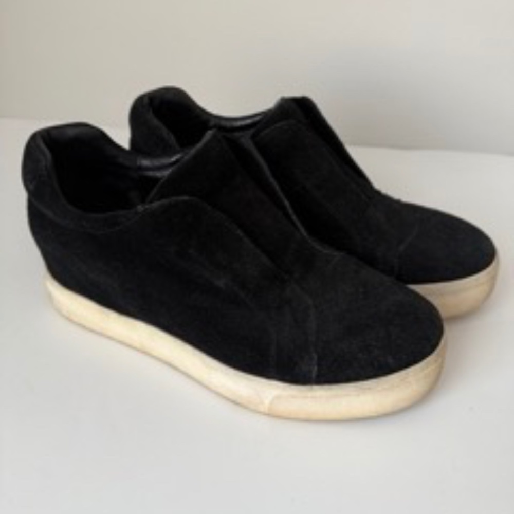 J/Slide NYC Black Suede Platform Wedges - Size 9